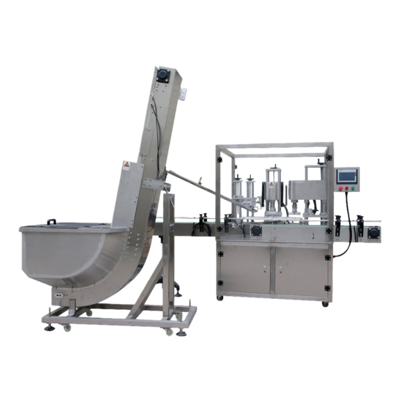 Double heads servo capping cap screwing machine for milk powder or nuts 