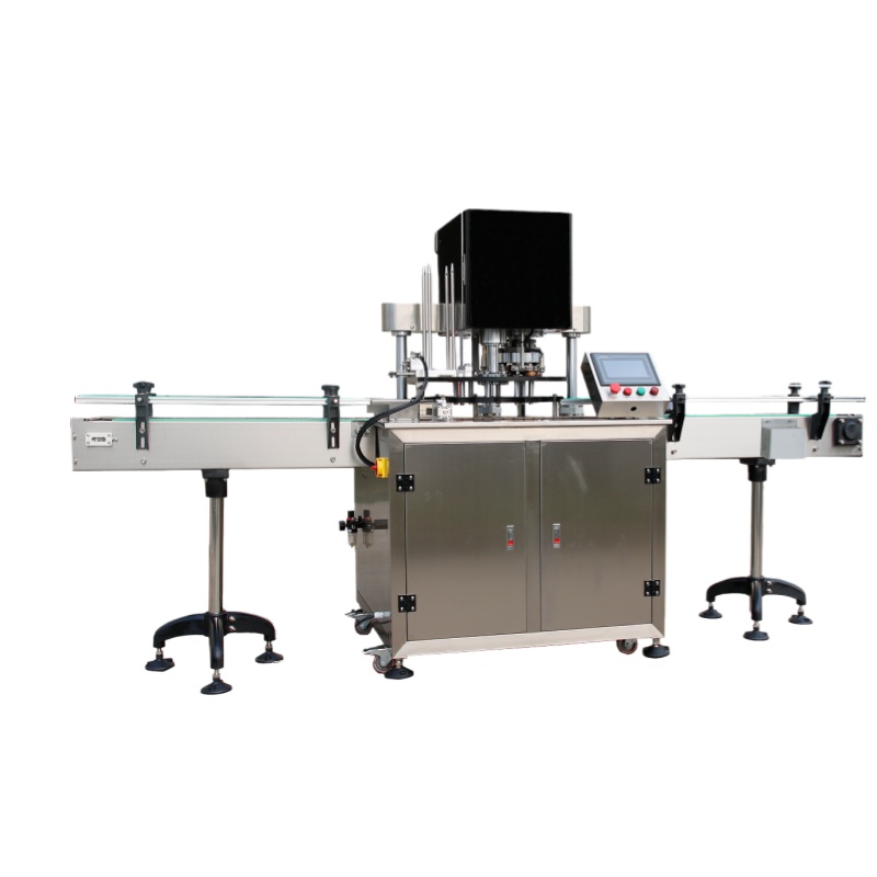 Double heads servo capping cap screwing machine for milk powder or nuts 