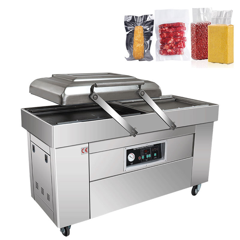 Automatic Double Chamber Vacuum Packing Machine for Coffee Pork Beef Bean Bag Rice Vegetable Bread Fish Seafood