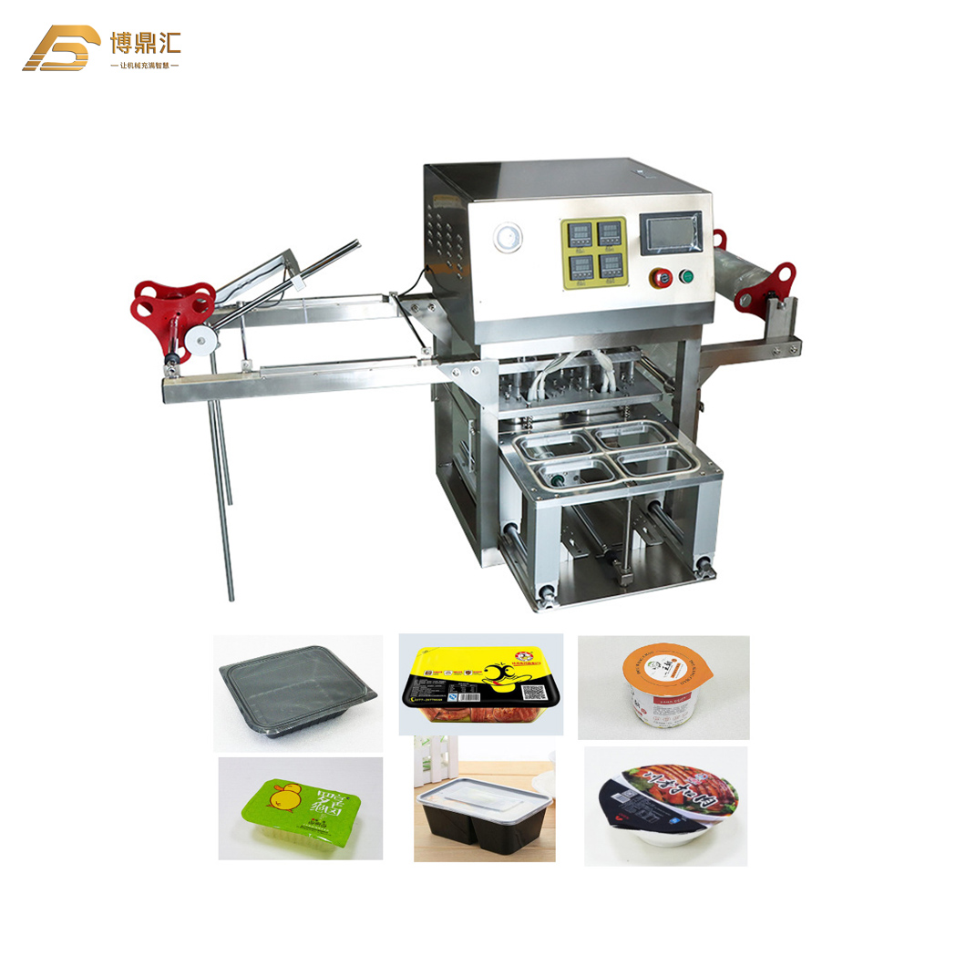 Semi Automatic Manual Plastic Map Tray Cup Sealing Yogurt Salad Fast Food Ready Made Meal Packing Machine Sealer