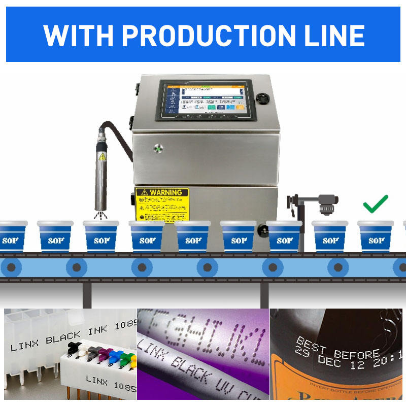 Automatic Industrial Touchscreen Inkjet Printer Small Character Cij Coding Marking Machine for Online Barcode Date Printing 