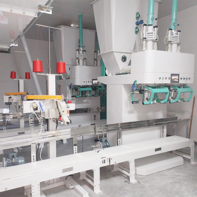  Dual Station Semi-Automatic Powder Filling Packaging Sewing Machine for Flour Starch Cornmeal PE Woven Bag 2.5kg 5kg 10kg 25kg