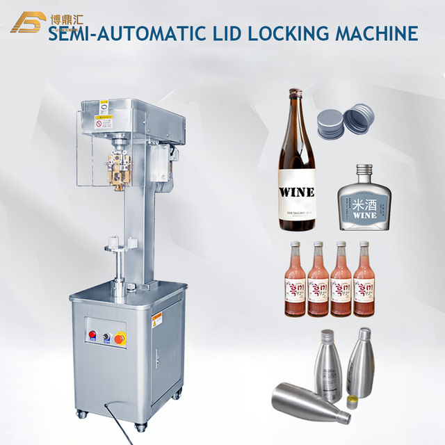 Semi Automatic Metal Aluminum Screw Cap Locking Machine for Glass Wine Sauce Juice Bottle Sealing