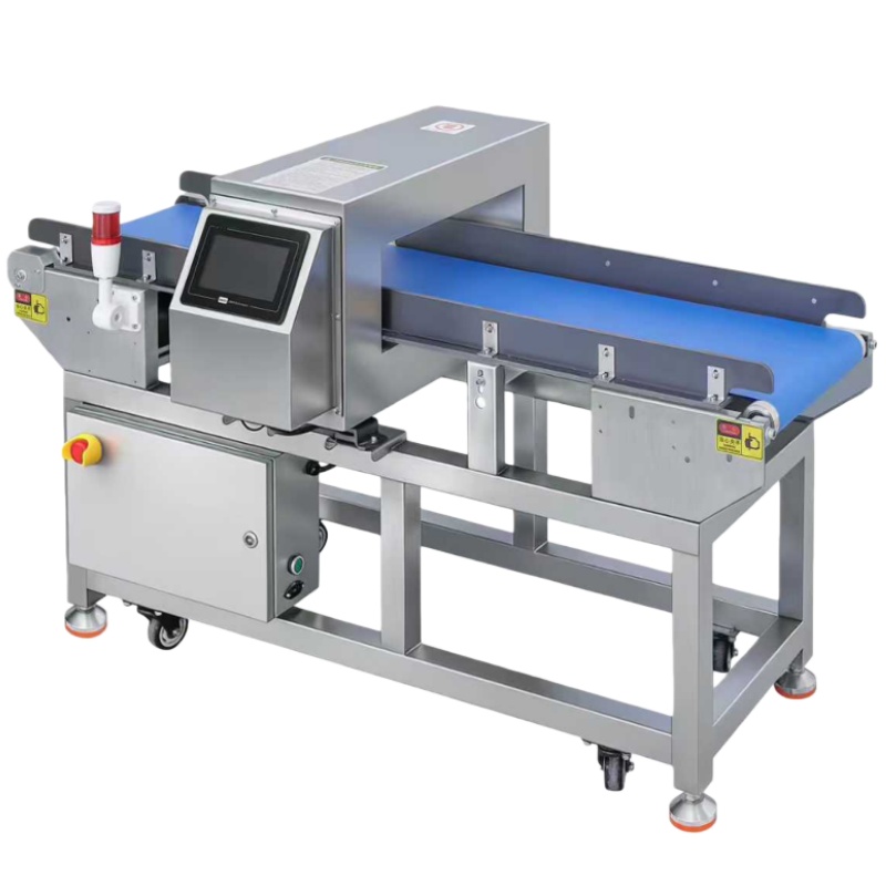 Electromagnetic induction metal detector for liquid paste and slurry material packaging line 