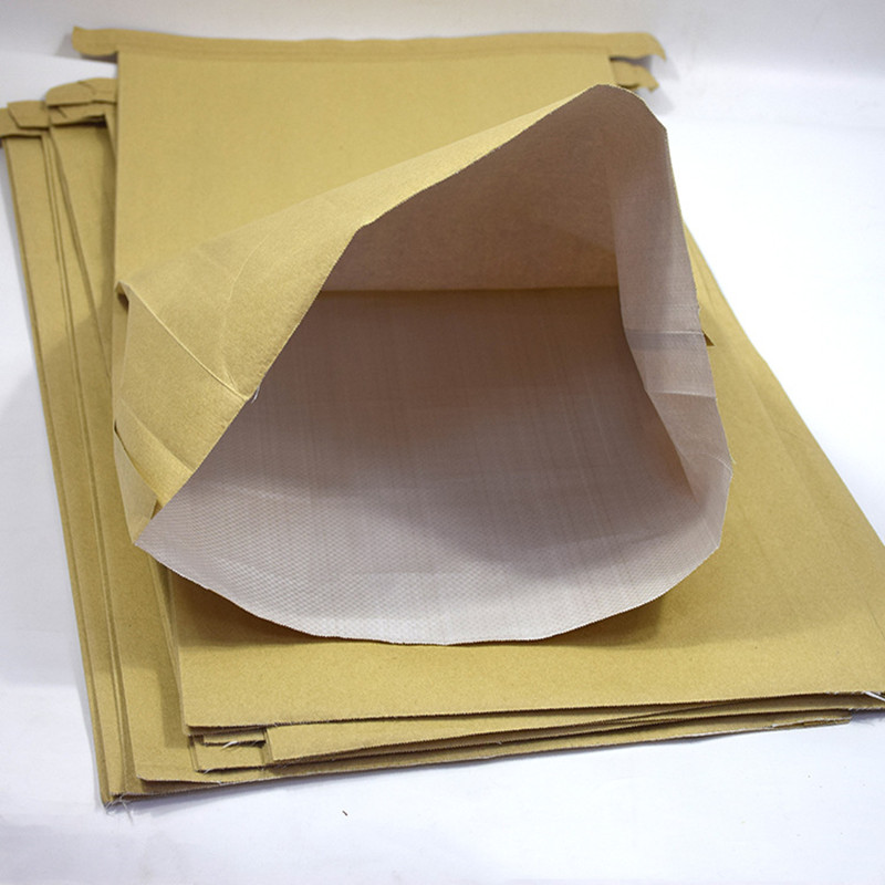 Customized Recyclable Waterproof 3 Layer Kraft Paper Woven PP Composite Bag for 20kg 25kg 50kg Rice Flour Feed Fertilizer