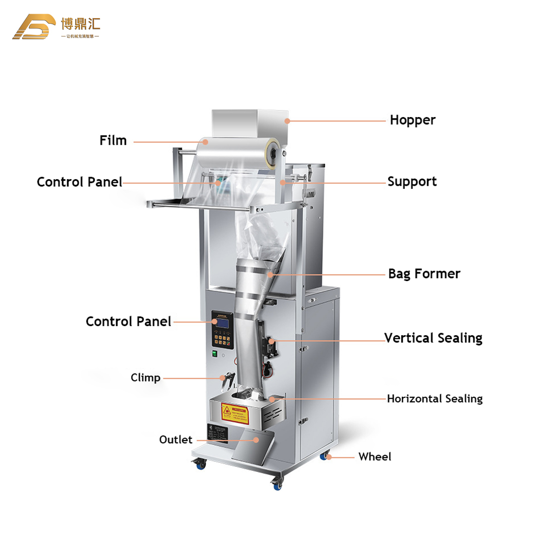 Small Business Packing Machine Vertical Salt Sugar Oil Powder Nuts Packaging