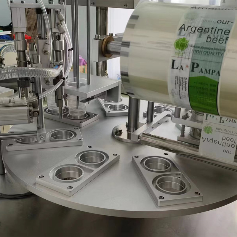 Automatic Pneumatic Rotary Cup Filling Sealing Machine for Beverage Coffee Fruit Juice Jam Chocolate Sauce Jelly Yogurt Ice Cream 