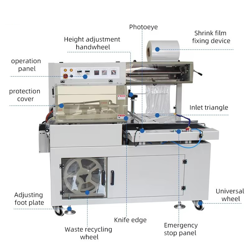 Automatic High Speed Water Soap Sweets Boxes Sealer Side Sealing and Heat Tunnel Shrink Wrap Packing Machine