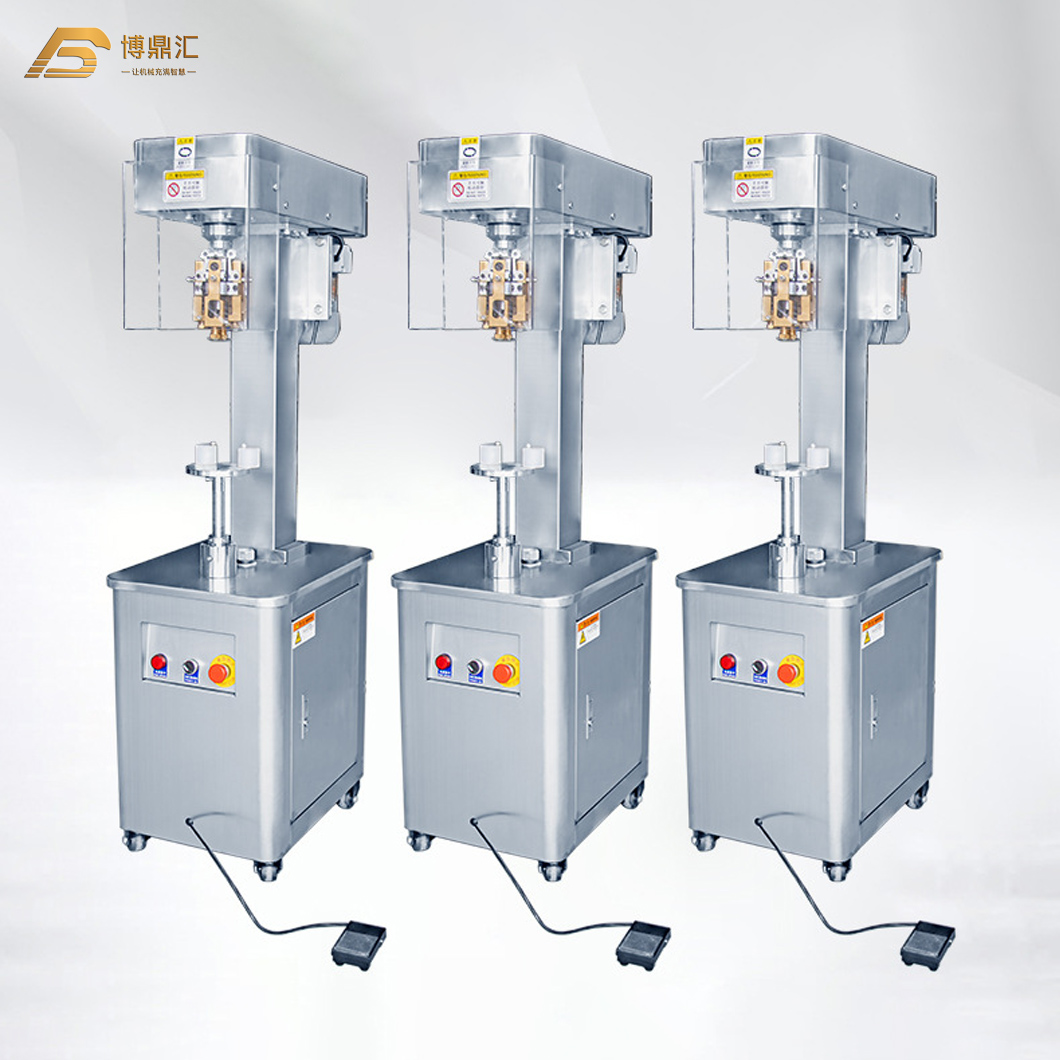 Semi Automatic Metal Aluminum Screw Cap Locking Machine for Glass Wine Sauce Juice Bottle Sealing